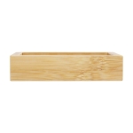 Kit de três acessórios de bambu para banho com logótipo Bamboo cor natural terceira vista frontal