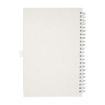 Caderno feito com pacotes reciclados, folhas A5 pautadas Milk Carton cor branco-sujo segunda vista traseira