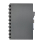 Caderno sustentável com marcador apagável, folhas A5 lisas cor cinzento-escuro segunda vista frontal