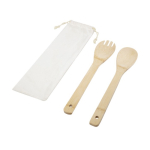 Set de 2 utensílios de cozinha de bambu para salada com bolsa Bamboo cor natural