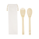 Set de 2 utensílios de cozinha de bambu para salada com bolsa Bamboo cor natural terceira vista frontal