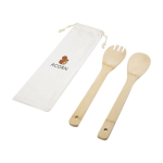 Set de 2 utensílios de cozinha de bambu para salada com bolsa Bamboo cor natural vista impressão serigrafia