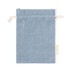 Saco de algodão reciclado pequeno com fecho 120 g/m2 Mini Recycled cor azul primeira vista