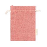 Saco de algodão reciclado pequeno com fecho 120 g/m2 Mini Recycled cor vermelho primeira vista