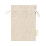 Saco de algodão reciclado pequeno com fecho 120 g/m2 Mini Recycled cor natural primeira vista