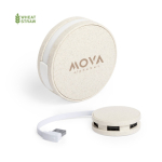 Compacto Hub USB redondo ecológico de palha de trigo Wheat Straw quinta vista