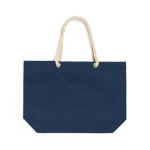 Saco de praia personalizado com alças de corda 220 g/m2 cor azul-marinho primeira vista
