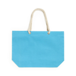 Saco de praia personalizado com alças de corda 220 g/m2 cor azul-claro primeira vista