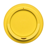 Copo de plástico com isolamento 350ml Takeaway, pega estilo Americano cor amarelo