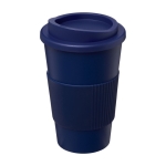 Copo de plástico com isolamento 350ml Takeaway, pega estilo Americano cor azul-escuro