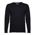 Camisola com decote em V em algodão e poliamida 220 g/m2 THC Milan cor preto