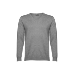 Camisola com decote em V em algodão e poliamida 220 g/m2 THC Milan cor cinzento mesclado primeira vista