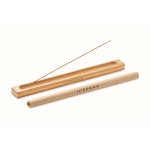 Conjunto com 10 varetas de incenso e suporte de bambu para oferta Yogi cor madeira vista principal