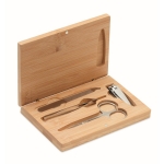 Conjunto de manicure com quatro utensílios em caixa de bambu Beauty cor madeira