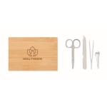 Conjunto de manicure com quatro utensílios em caixa de bambu Beauty cor madeira vista principal quarta vista