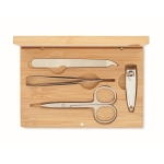 Conjunto de manicure com quatro utensílios em caixa de bambu Beauty cor madeira quinta vista