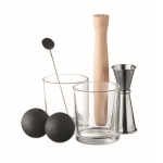 Set de 7 peças em aço inoxidável para preparar cocktails Set Night cor prateado