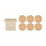 Set de 6 bases para copos redondos de bambu com logo gravado Bamboo cor madeira segunda vista
