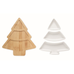 Bandeja de bambu e louça de cerâmica em forma de árvore Christmas Tree cor branco terceira vista