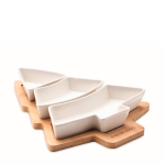 Bandeja de bambu e louça de cerâmica em forma de árvore Christmas Tree cor branco vista principal