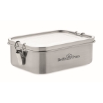 Lancheira com grande logotipo de aço com separador 1,2L Inox Space cor prateado vista principal
