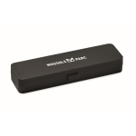 Conjunto de 3 talheres reutilizáveis em caixa colorida Takeaway cor preto vista principal