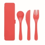 Conjunto de 3 talheres reutilizáveis em caixa colorida Takeaway cor vermelho terceira vista