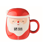 Caneca promocional em forma de Pai Natal com tampa 370ml Happy Santa cor vermelho vista principal