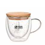 Caneca de estilo natalício com tampa de bambu 220ml Christmas Forest cor transparente vista principal