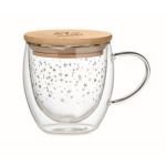 Caneca de vidro com desenho de estrelas e tampa 220ml Christmas Sky cor transparente vista principal