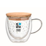 Caneca de vidro com desenho de estrelas e tampa 220ml Christmas Sky cor transparente vista principal