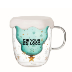 Caneca com desenho de árvore de Natal e tampa 250ml Christmas Spirit cor transparente vista principal