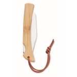 Canivete dobrável de aço com cabo de bambu com cordão Knife cor madeira terceira vista