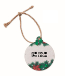 Enfeite de Natal personalizado com papel de sementes Redondo SeedGrow cor branco vista principal