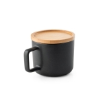 Caneca de cerâmica com tampa de bambu de 230ml Small Cover cor preto