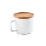 Caneca de cerâmica com tampa de bambu de 230ml Small Cover cor branco