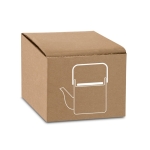 Chaleira de cerâmica com tampa e asa de bambu 700ml Home cor branco-sujo na caixa
