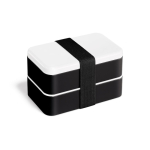 Lancheira de plástico dupla com separador e talheres 1,36L Duo Gusto cor preto