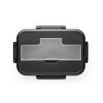 Lancheira grande com talheres, alça, dois compartimentos 1L All-in-one cor preto primeira vista