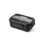 Lancheira grande com talheres, alça, dois compartimentos 1L All-in-one cor preto