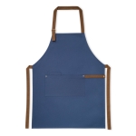 Avental bicolor de algodão com detalhes metálicos 300 g/m2 Barista cor azul primeira vista
