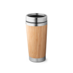 Canecas térmicas personalizadas de aço e bambu 500ml Bamboo cor natural