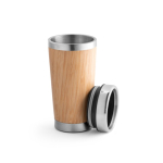 Canecas térmicas personalizadas de aço e bambu 500ml Bamboo cor natural terceira vista