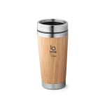 Canecas térmicas personalizadas de aço e bambu 500ml Bamboo cor natural imagem com logo