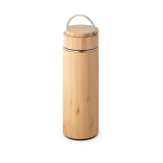 Termo personalizável de aço e bambu com infusor 440ml Natura cor natural