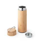 Termo personalizável de aço e bambu com infusor 440ml Natura cor natural terceira vista