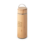 Termo personalizável de aço e bambu com infusor 440ml Natura cor natural imagem com logo