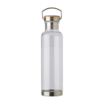 Bidões personalizados de tritan com tampa de bambu e pega 800ml Clip cor transparente primeira vista