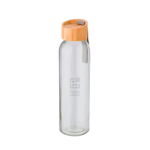 Garrafa de vidro com tampa de bambu e fita 600ml Crystal Geometric cor transparente vista principal