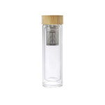 Garrafa de vidro com infusor para chá e parede dupla 420ml TeaBoo XL cor castanho terceira vista